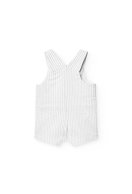 Conjunto combinado de malha para bebé menino com riscas em cinza