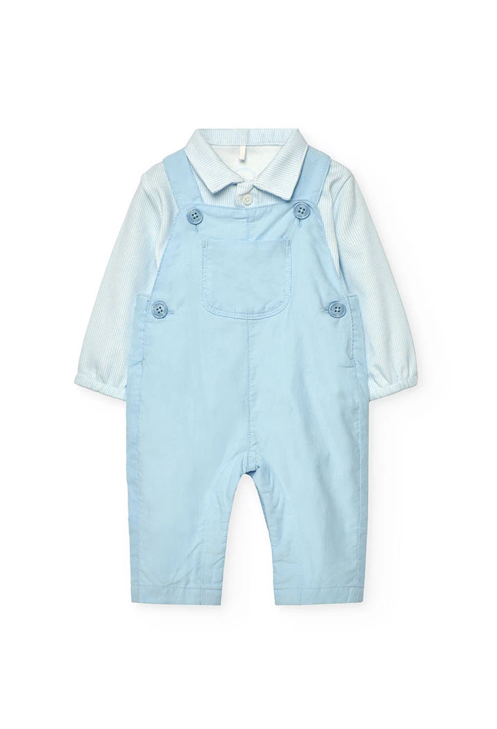 Ensemble bébé tricot bleu à carreaux