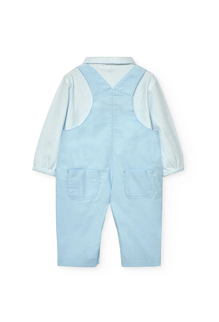 Blue check knit baby set