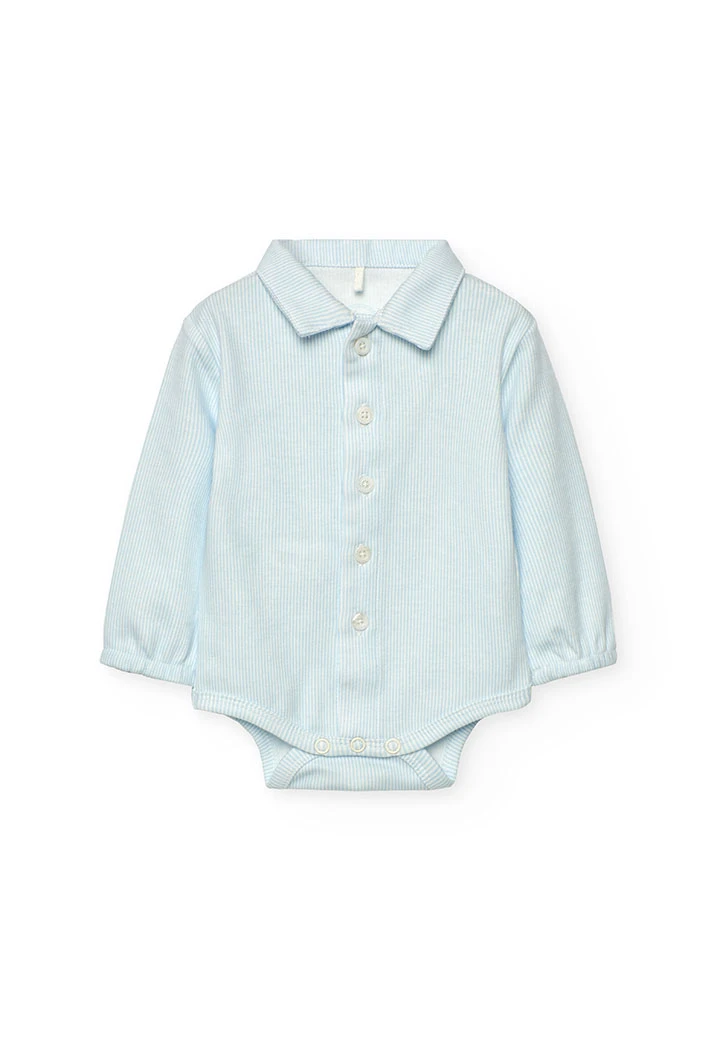 Blue check knit baby set