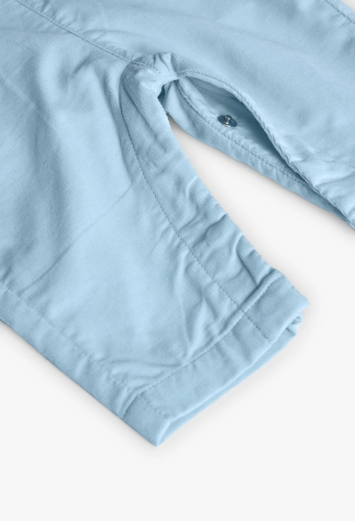 Blue check knit baby set