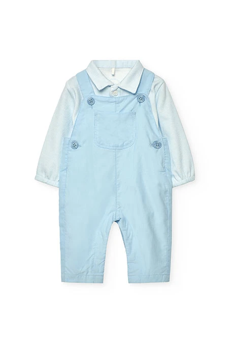 Ensemble bébé tricot bleu à carreaux