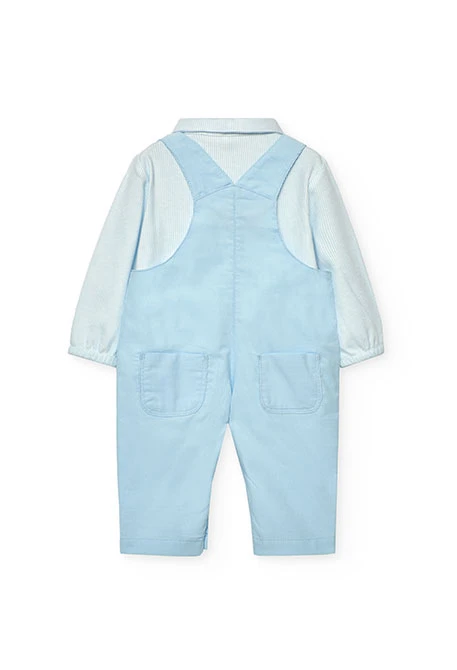 Blue check knit baby set