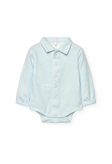 Conjunto bebé de malha azul xadrez