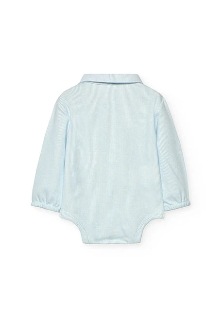 Conjunto bebé de malha azul xadrez