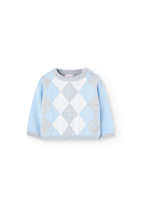 Baby-Pullover hellblau mit Rauten