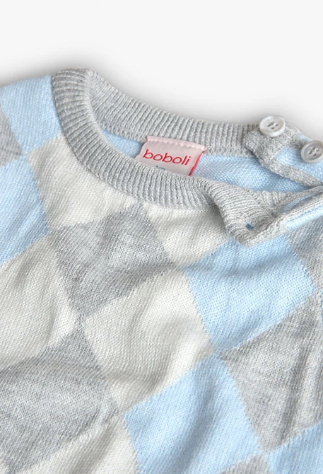 Pull pour bébé bleu ciel à losanges