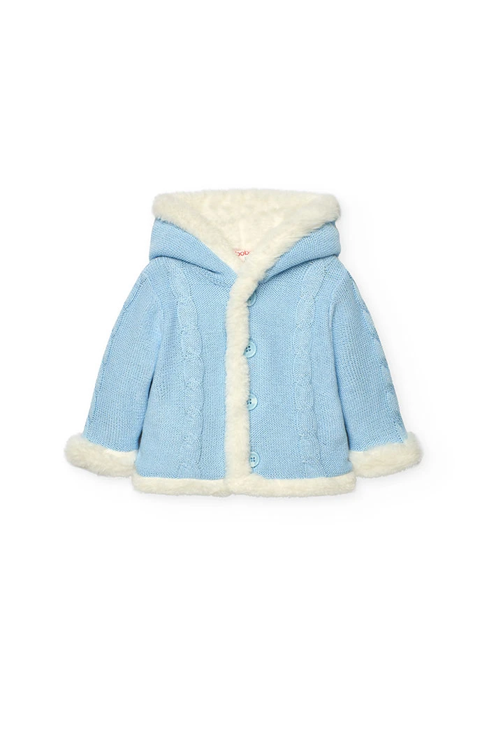 Casaco de bebé reversível azul celeste branco