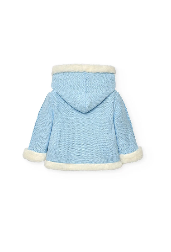 Casaco de bebé reversível azul celeste branco