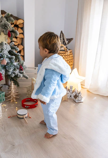 Reversible blaue-weiße Babyjacke