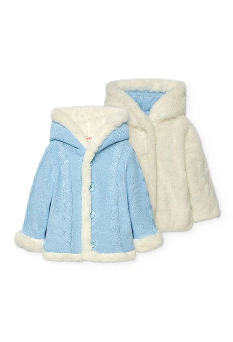 Jaqueta nadó reversible blau cel cel blanc