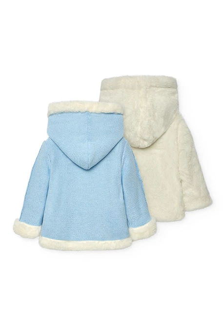 Chaqueta bebé reversible azul celeste blanco