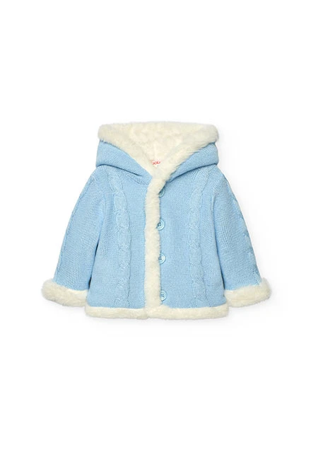 Casaco de bebé reversível azul celeste branco