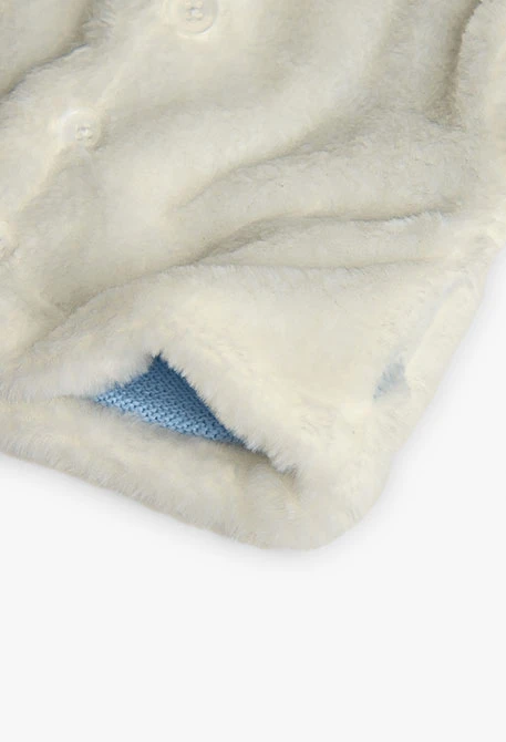 Casaco de bebé reversível azul celeste branco