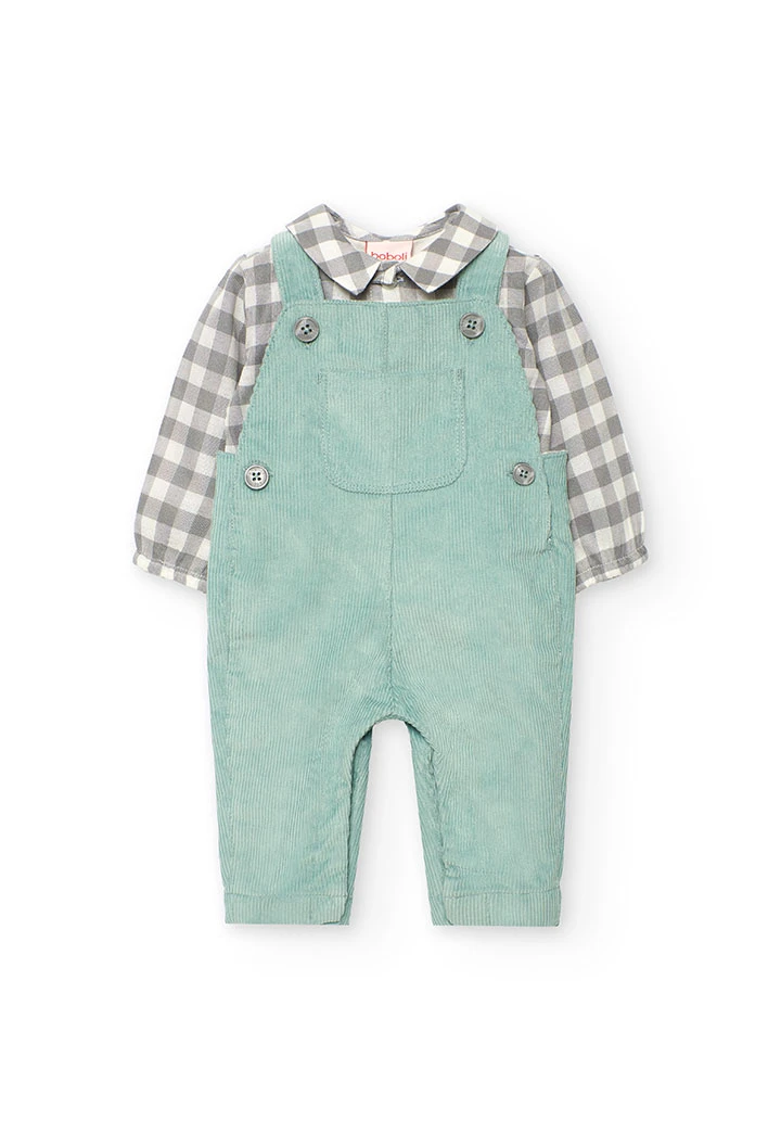 Green checked baby outfit
