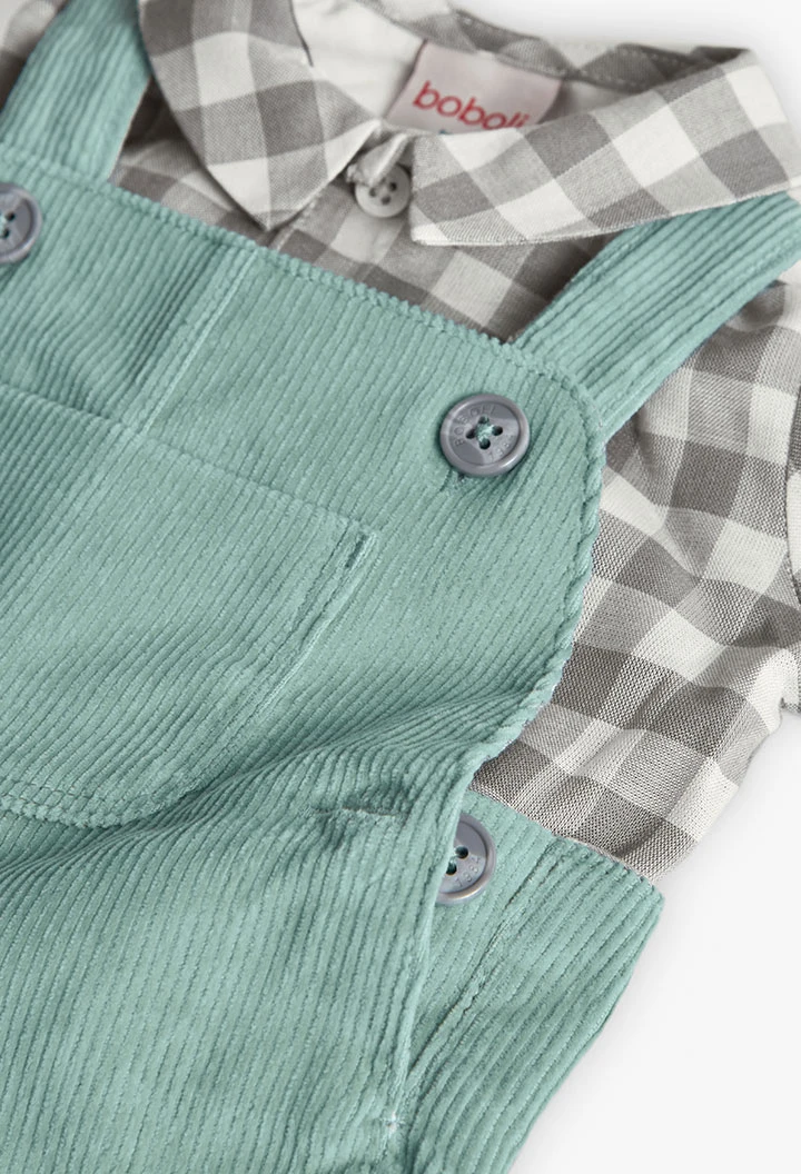 Green checked baby outfit