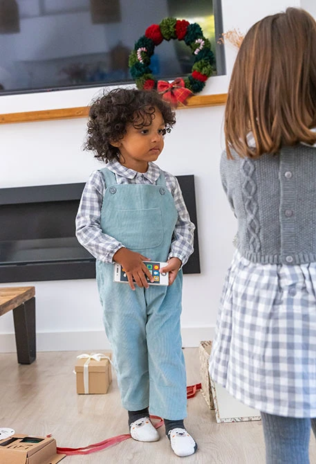 Ensemble bébé vert à carreaux