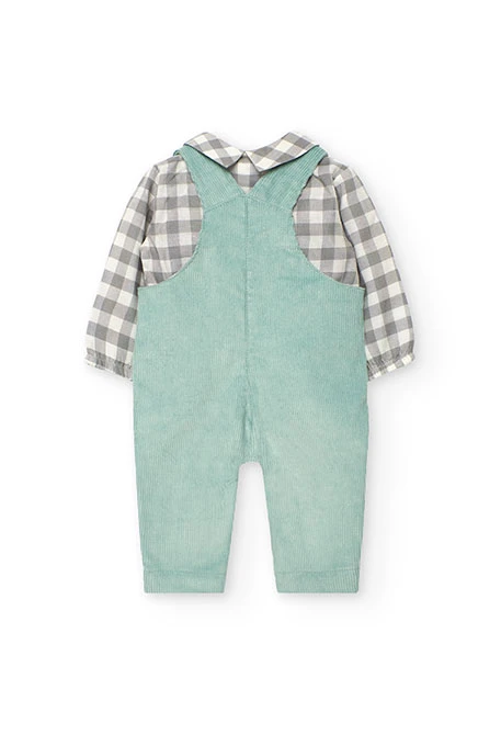 Green checked baby outfit