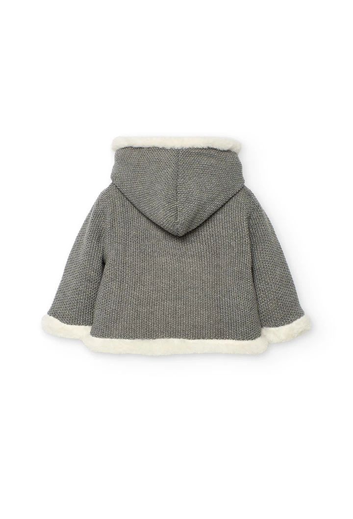 Veste bébé réversible gris foncé et blanc