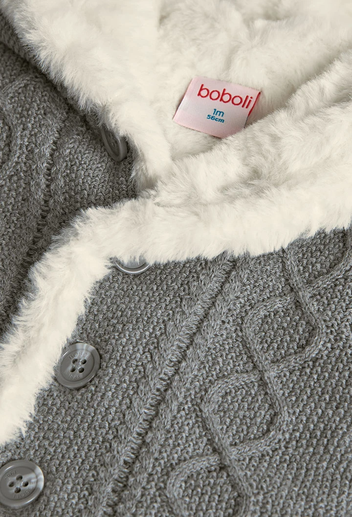 Veste bébé réversible gris foncé et blanc