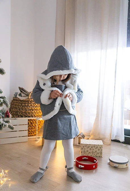 Giacca neonato reversibile grigio scuro e bianco