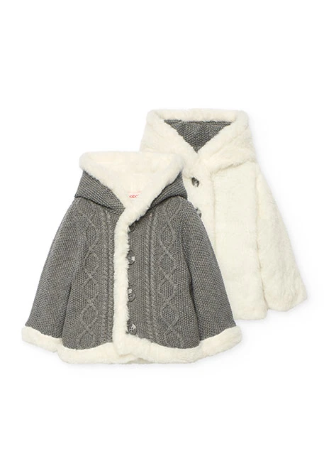 Reversible dark grey and white baby jacket