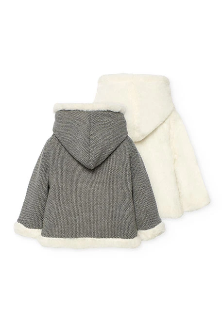 Jaqueta nadó reversible gris fosc i blanc