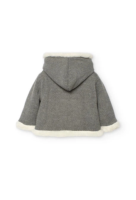 Chaqueta bebé de reversible gris oscuro y blanco