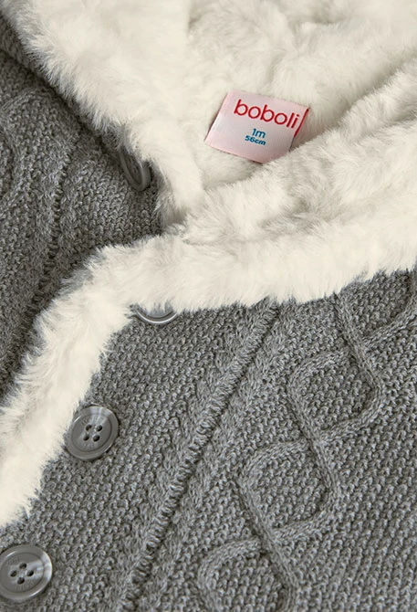 Veste bébé réversible gris foncé et blanc