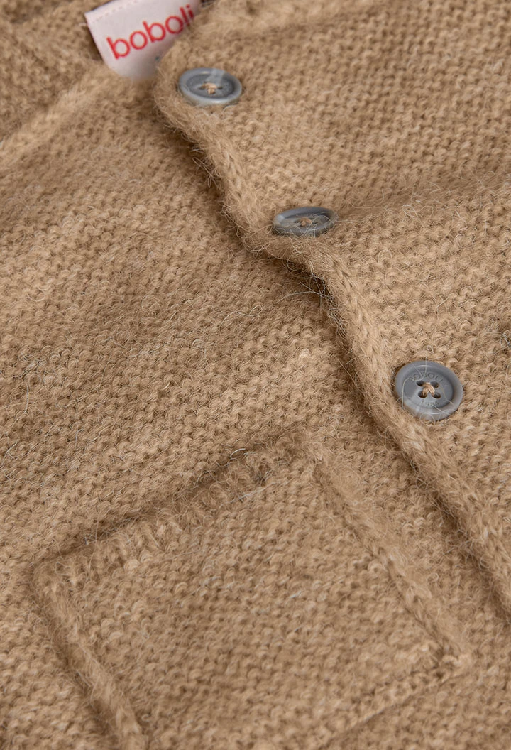 Chaqueta bebé de punto beige