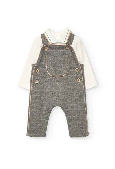 Completo per neonato in maglia grigia