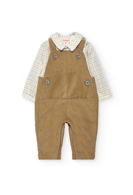 Completo neonato in maglia beige