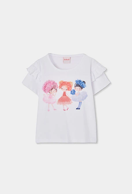 T-shirt fille en coton blanc avec imprimé