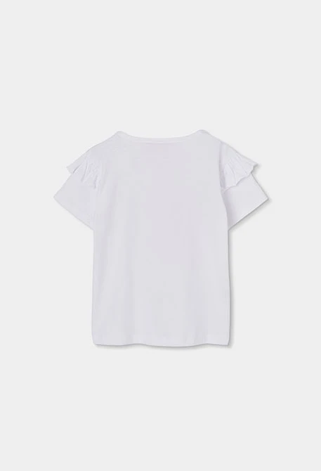 Maglietta bambina in cotone bianco con stampa