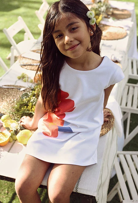 Vestido blanco estampado flor