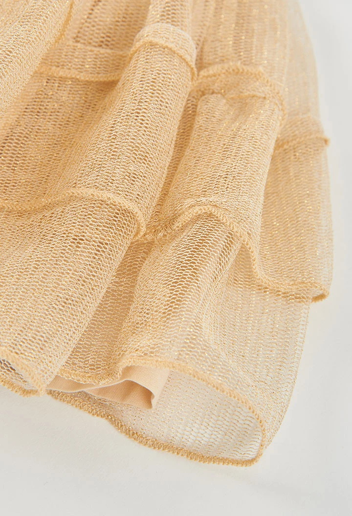 Beige tulle skirt with frills