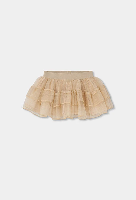 Falda tul beige con volantes