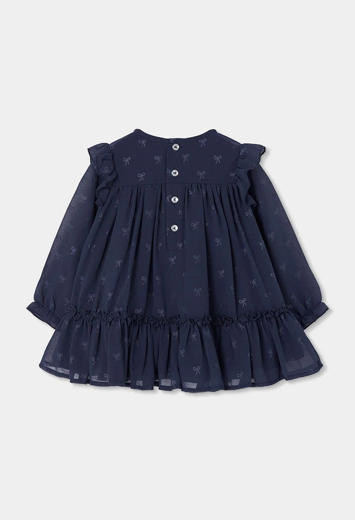 Robe en mousseline bleu marine imprimée nœuds