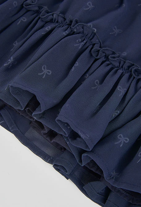 Robe en mousseline bleu marine imprimée nœuds