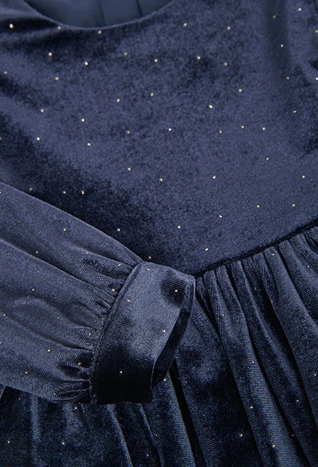 Robe bleu marine avec reflets dorés