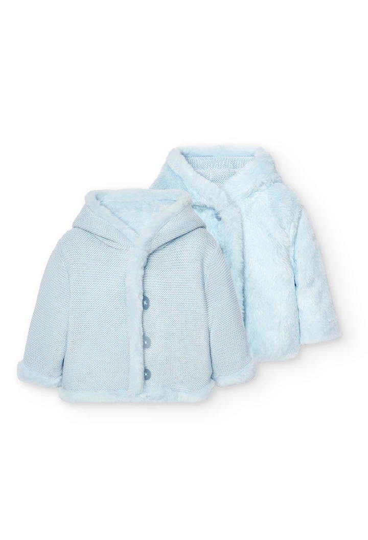 Chaqueta reversible de bebé niño celeste -BCI
