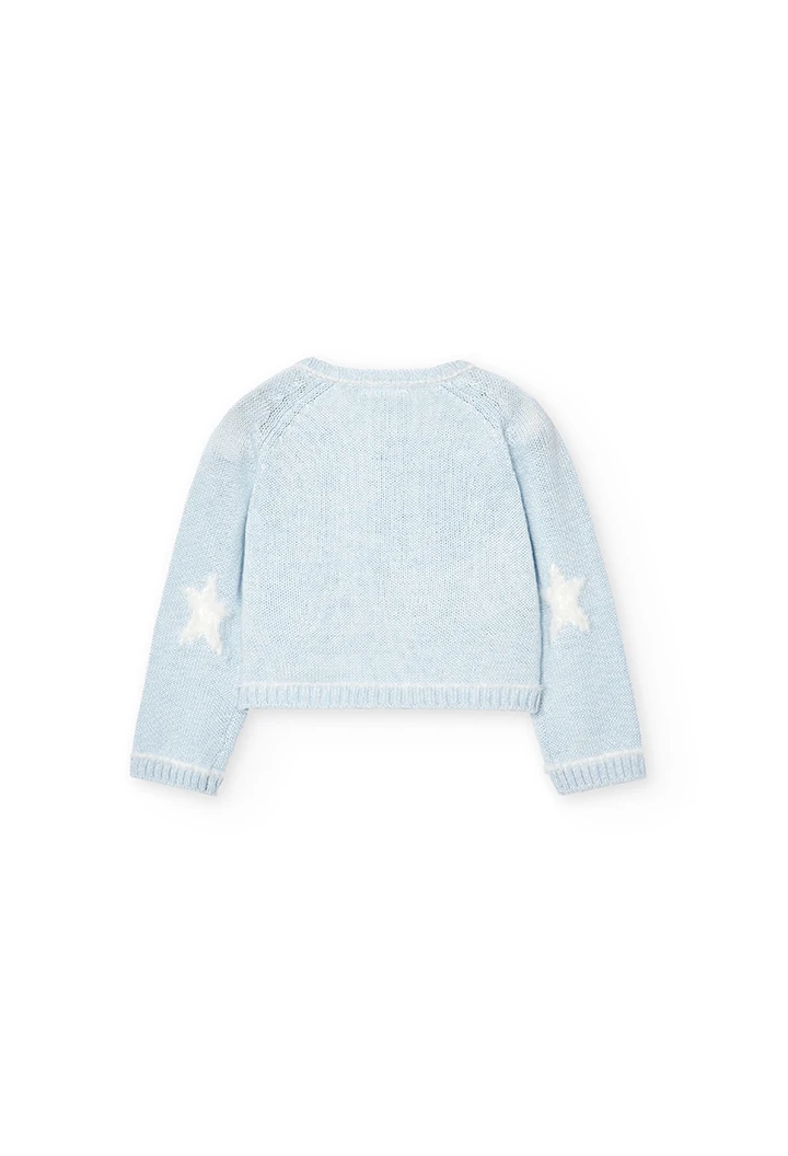 Chaqueta tricotosa de bebé niño celeste-BCI