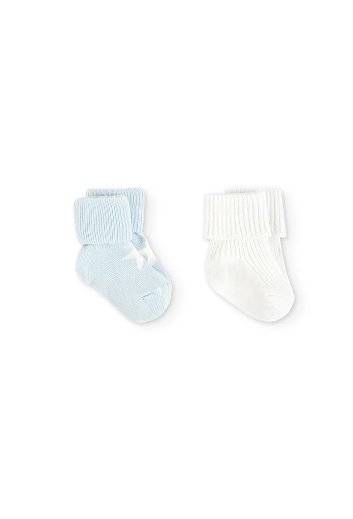 Pack calcetines de bebé niño blanco y celeste -BCI