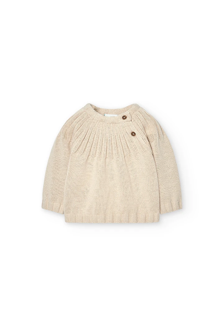 Jersey tricotosa de bebé color beige -BCI