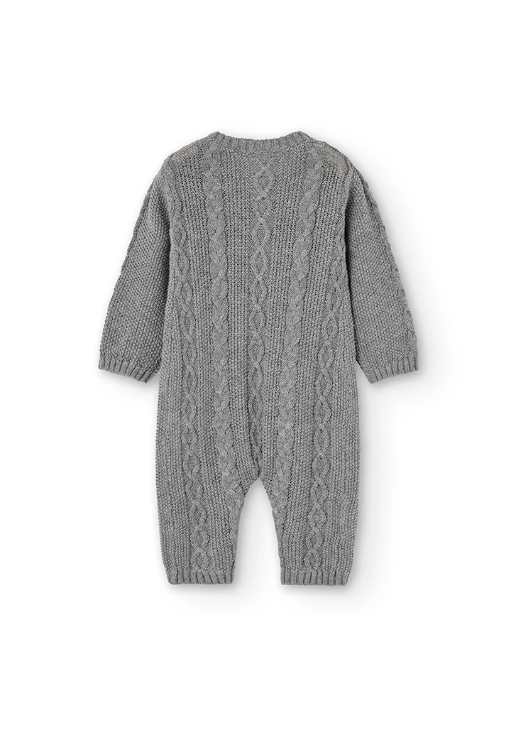 Pelele tricotosa de bebé dos piezas gris -BCI