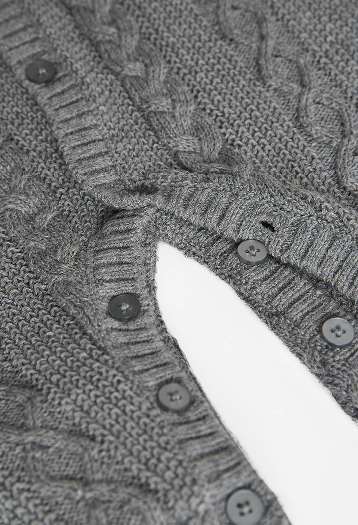 PIjama d'una peça tricotosa de nadó gris fosc