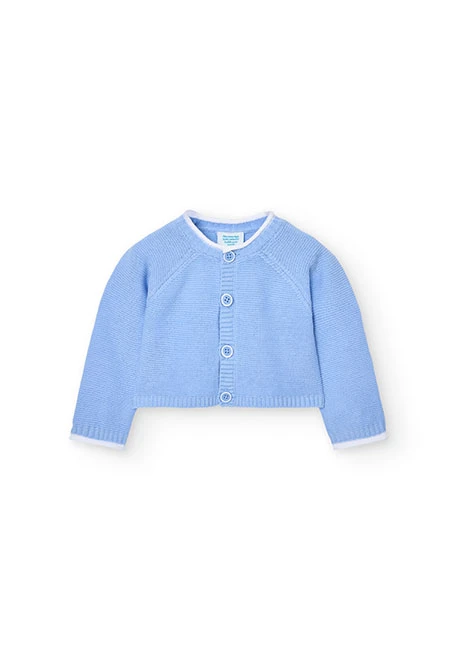 Casaco tricotado de bebé em azul