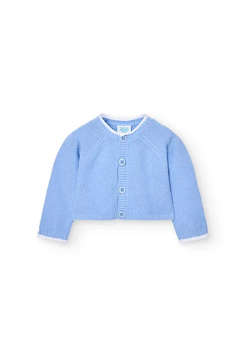Casaco tricotado de bebé em azul