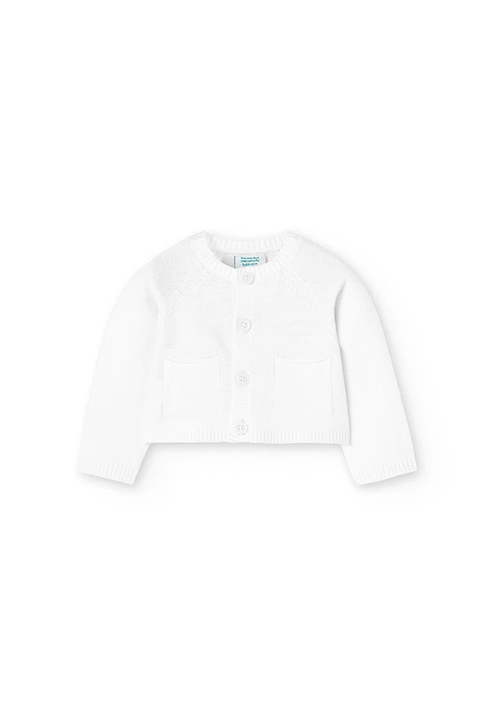 Veste tricotée bébé en blanc