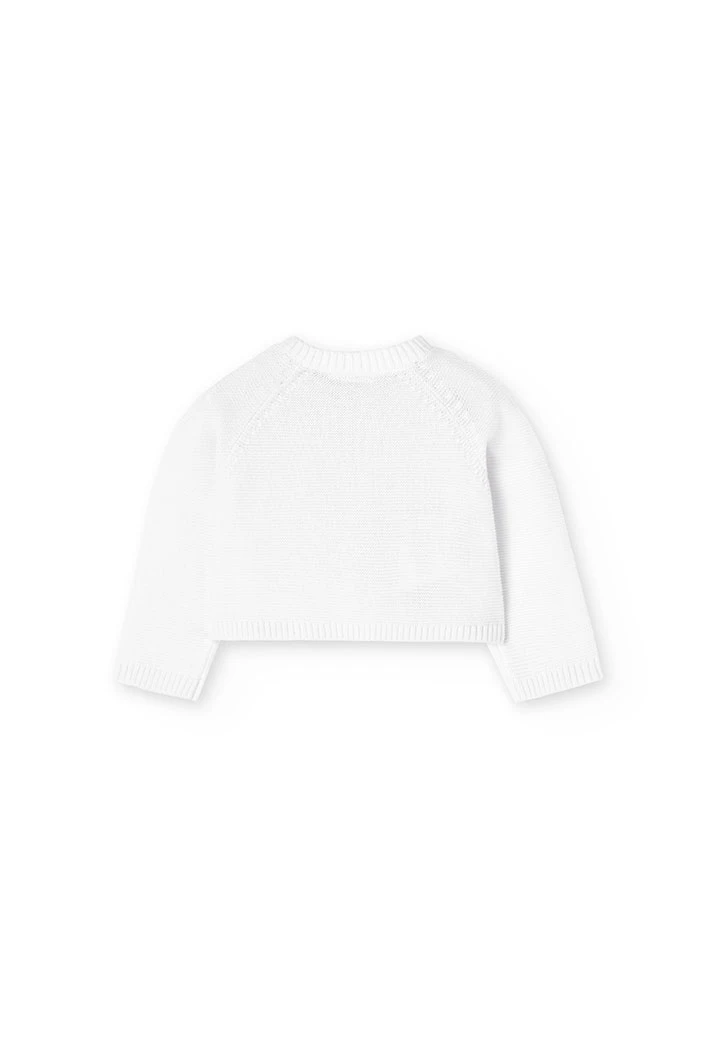 Jaqueta de tricotosa de bebè en blanc
